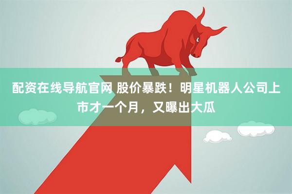配资在线导航官网 股价暴跌！明星机器人公司上市才一个月，又曝出大瓜